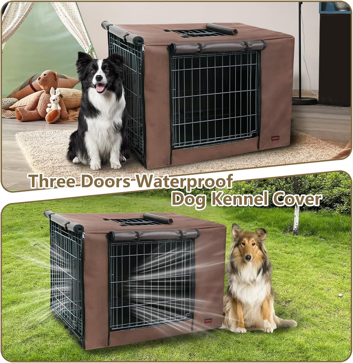 Dog Crate Cover Heavy Duty Oxford Fabric for 36-Inch Wire Crates – Essentials for Dogs - Brown / 24.0"L x 18.0"W x 20.0"H - image 4