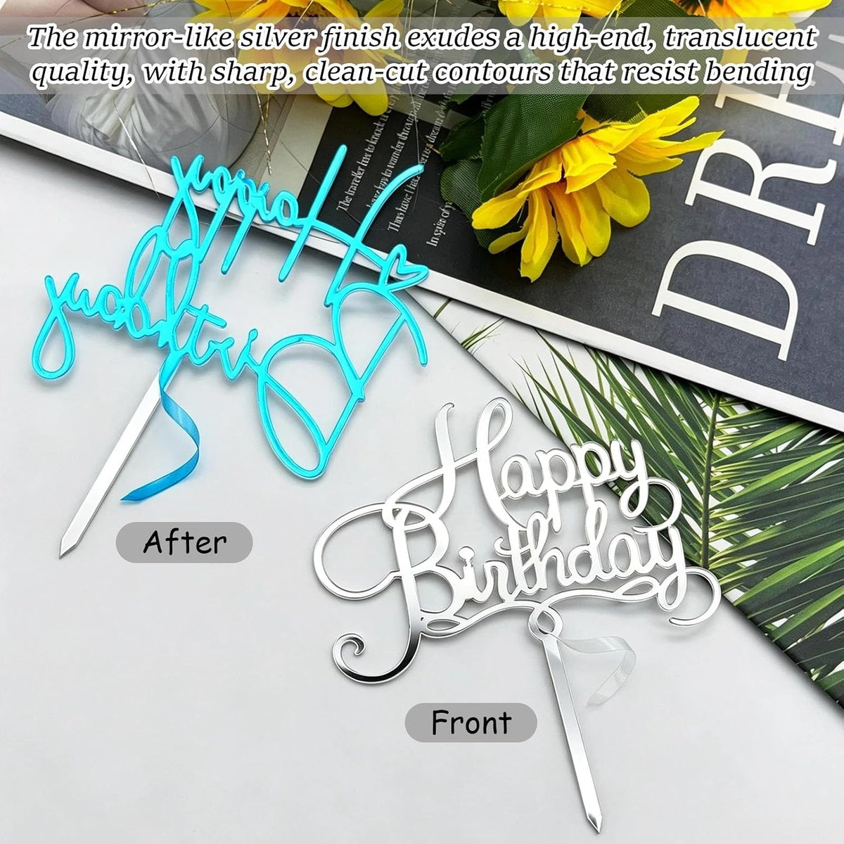 Gold Birthday Cake Topper - Silver - image 4