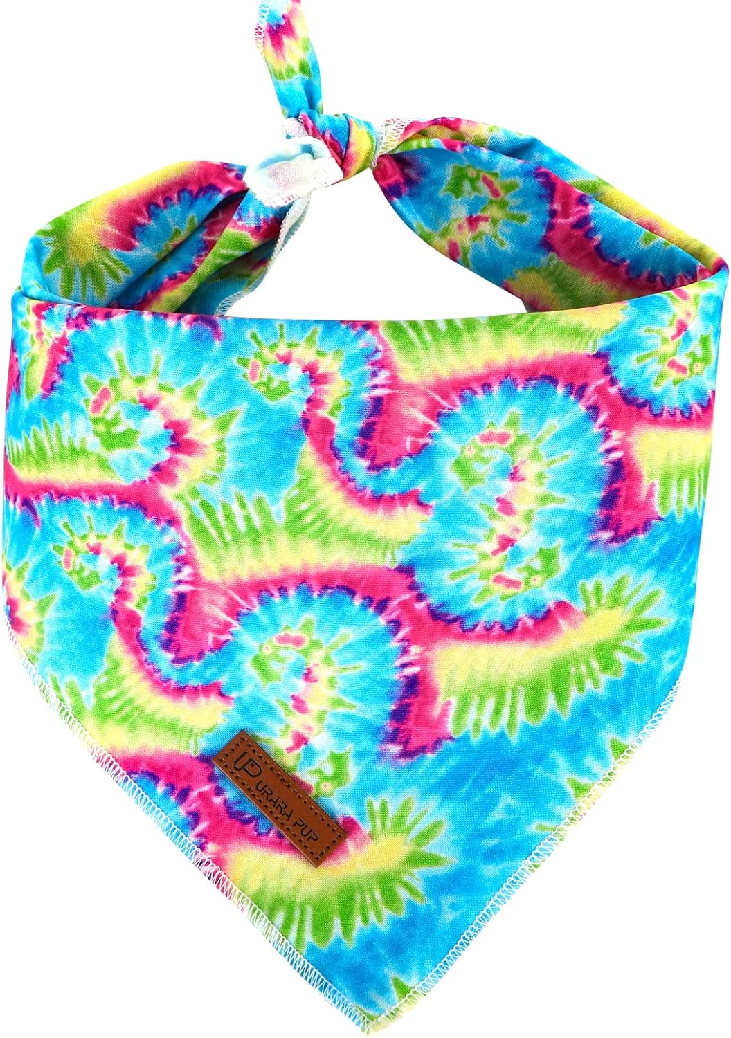 Summer Dog Bandana, UP URARA PUP Strawberry Triangle Bid Scarf for Medium Large Dogs, Cotton - Tiedye / S