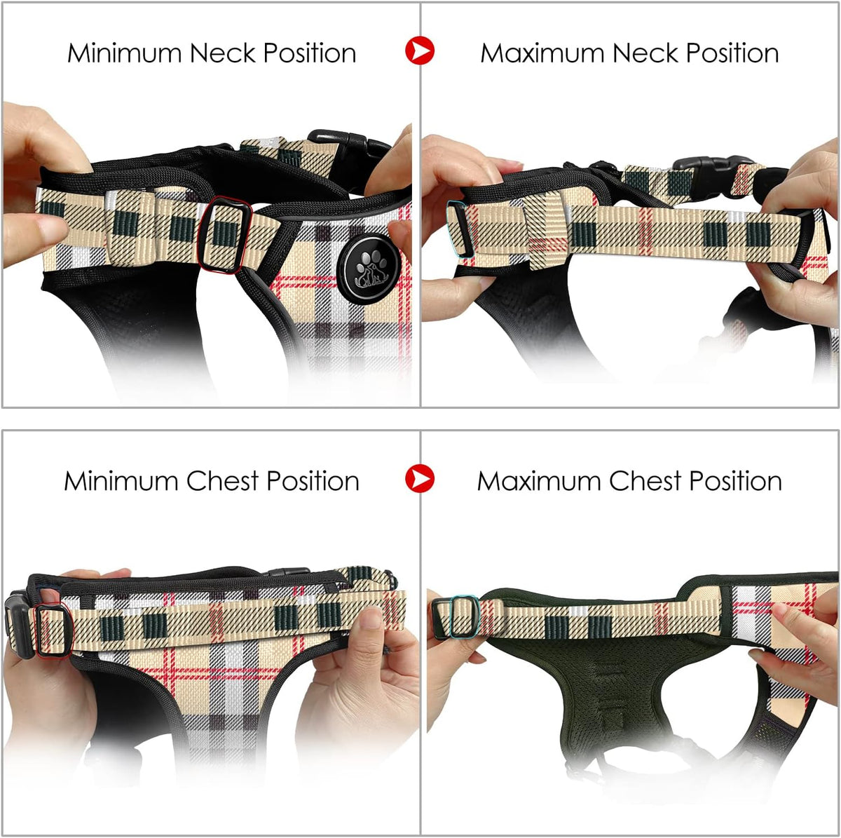 NESTROAD Dog Harness for Medium Sized Dog - Checkered Beige / Small - image 2