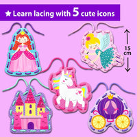 KRAFUN Princess, Unicorn & Mermaid Lacing Cards Age 3+ - Princess - Standard - image 3