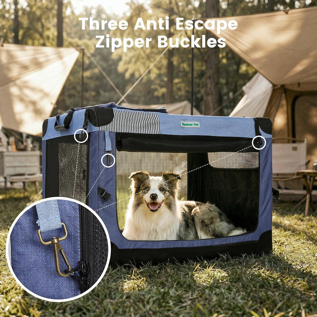 Gardner Pet Soft Collapsible Dog Crate - Blue / 30.0"L x 21.0"W x 21.0"H - image 3