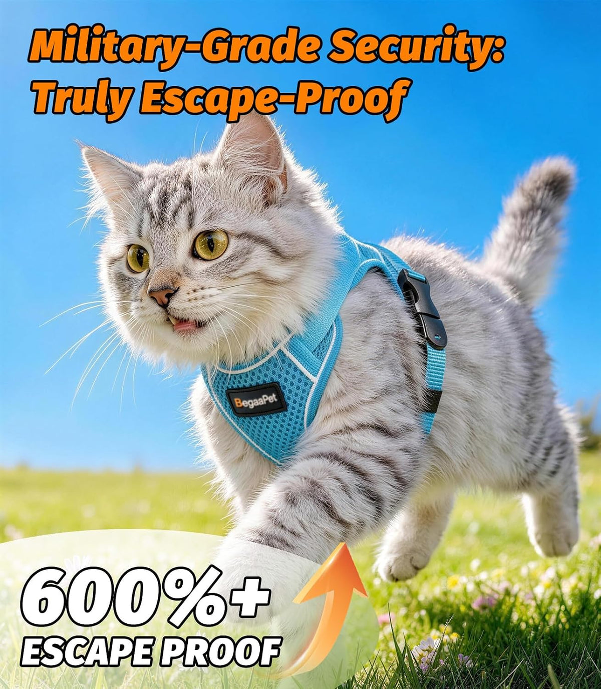 Cat Harness and Leash for Walking - Sky Blue / S (7-12lb) - image 2