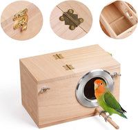 YJJKJ Wood Parakeet Nest Box with Natural Nesting Pads - S - image 2