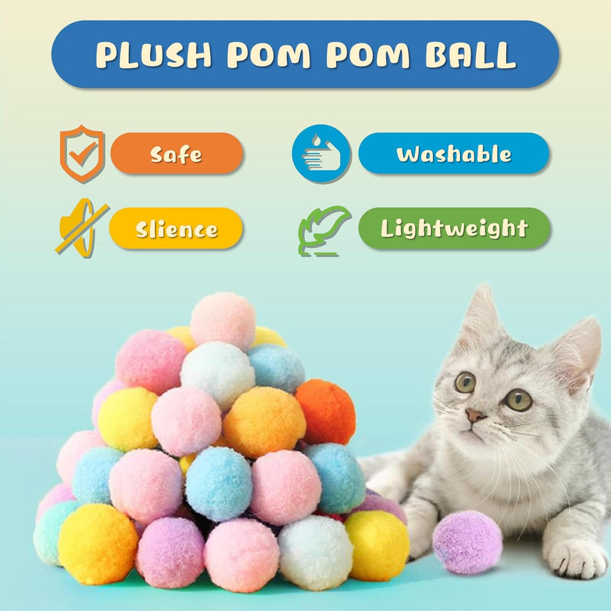 30 Pcs Premium Silent Cat Pom Pom Balls - image 2