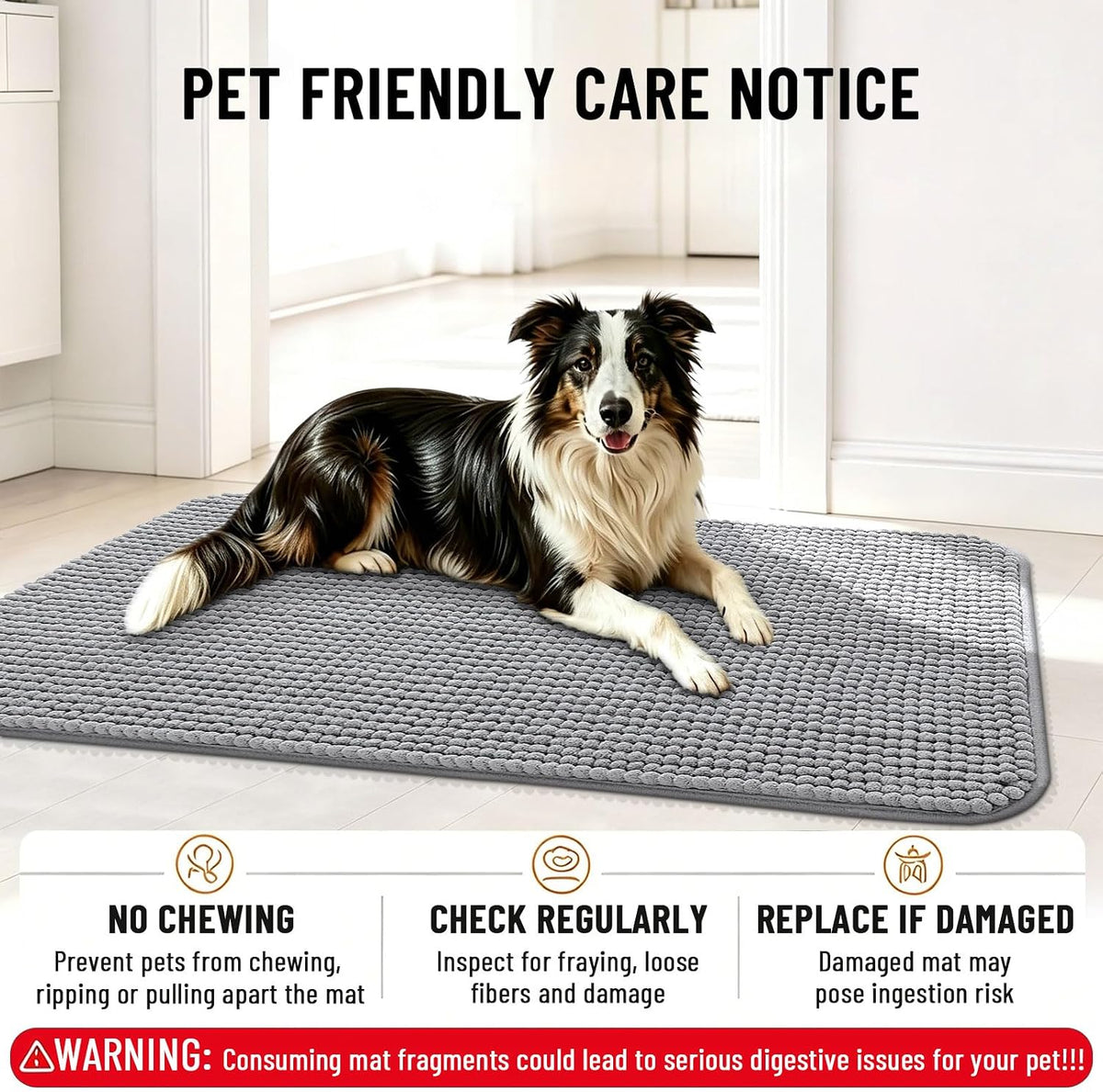 Smiry Dog Door Mat for Muddy Paws 30x20 - 30"X20" / Grey - image 4