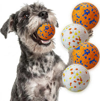 Dog Balls, Indestructible Dog Tennis Balls for Aggressive Chewers – Essentials for Dogs - White & Orange (4-Pack) / Small (2.5" diameter)