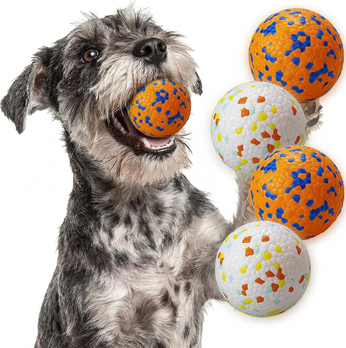 Dog Balls, Indestructible Dog Tennis Balls for Aggressive Chewers – Essentials for Dogs - White & Orange (4-Pack) / Small (2.5" diameter)