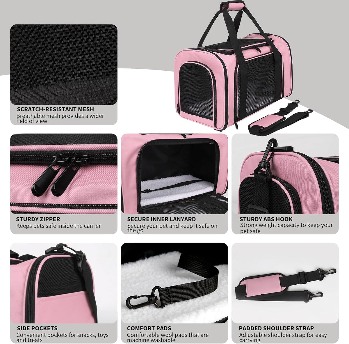 Cat Dog Carriers Soft-Sided - 20.0"L x 13.0"W x 13.0"H / pink - image 3