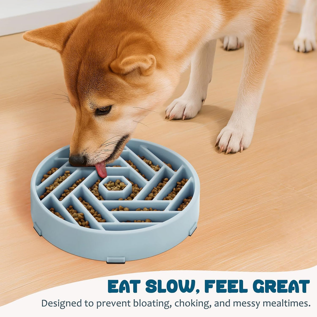 WHIPPY Slow Feeder Dog Bowl - blue - image 3
