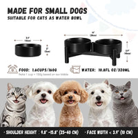 Raised Ceramic Dog Bowl Set with Stand - Black / 2 Bowls - 1.6 Cups Each - image 2
