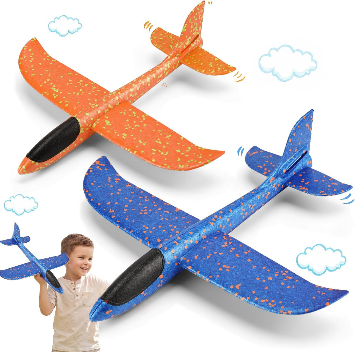VCOSTORE 2 Pack Foam Airplanes for Kids - 2 Airplanes(large)