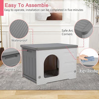 Rockever Plastic Cat House Outdoor with Escape Door, Waterproof Feral Cat House Outdoor Indoor, Sturdy Cat House for Outdoor Cats, Assemble Easily-Grey