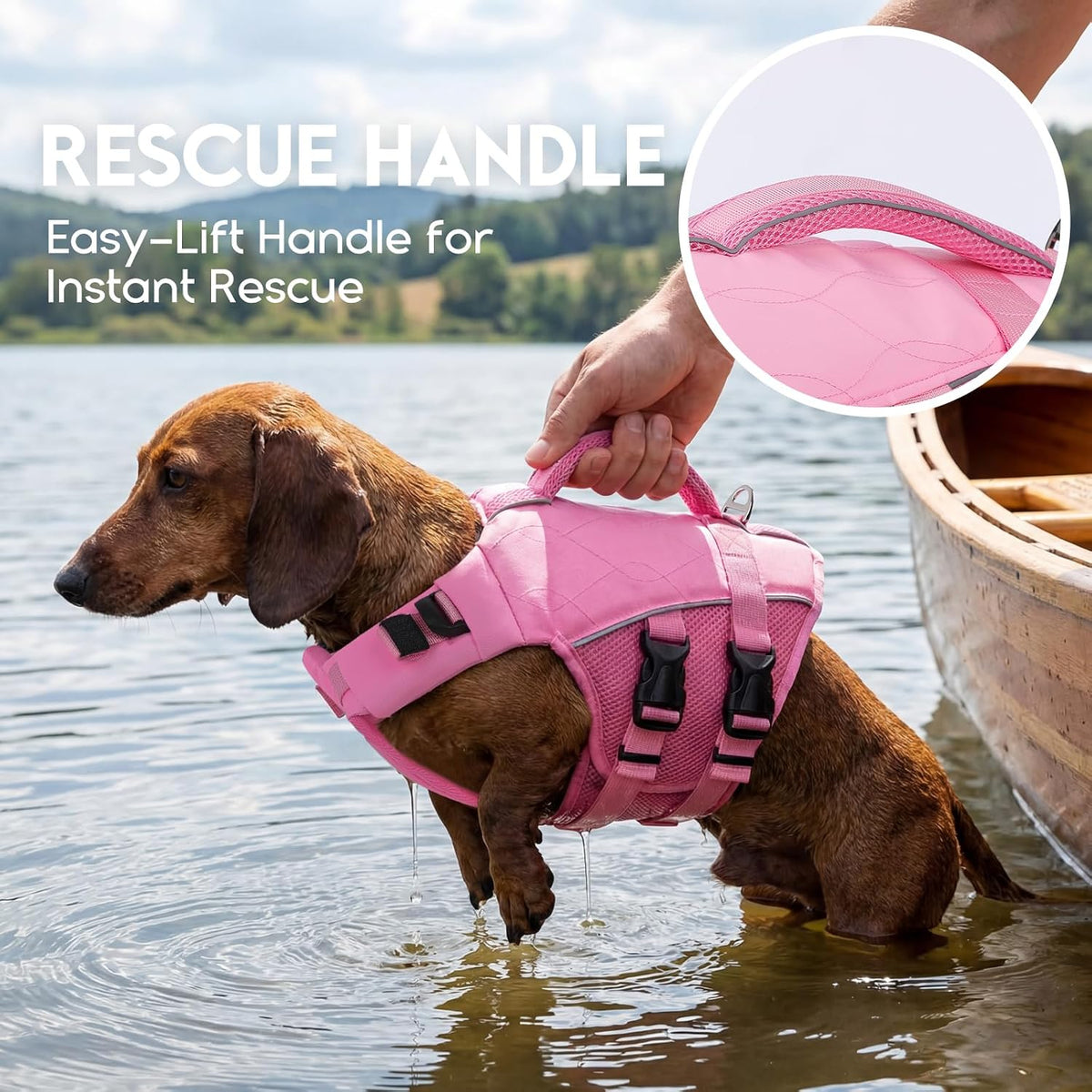 ASENKU Dog Life Jacket, High Floatation Dog Swimming Vest with Rescue Handles for Small Medium - Xx-large / LightPink - image 2