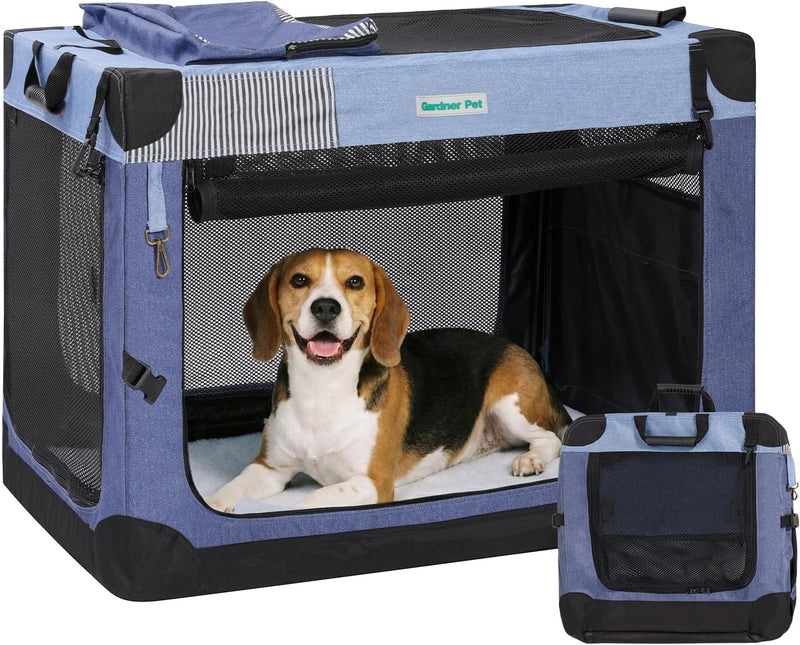 Gardner Pet Soft Collapsible Dog Crate - Blue / 30.0"L x 21.0"W x 21.0"H
