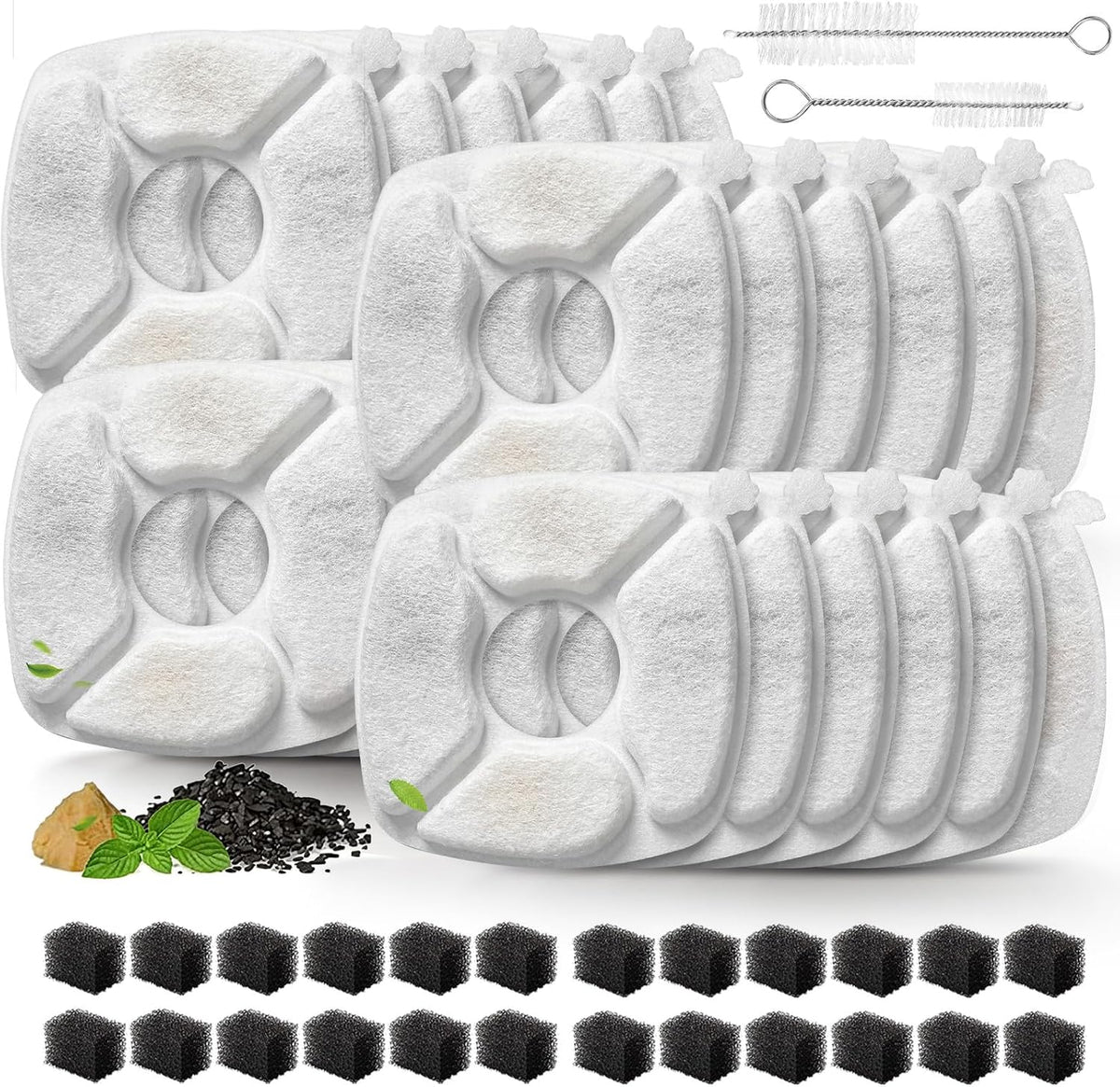 Cat Water Fountain Replacement Filters-12 Pack Cat Fountain Filters - 24 Filters+24 Sponges