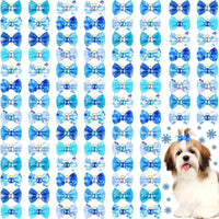Tondiamo 100 Pack Halloween Dog Hair Bows Ghost Pattern Rubber Bands – Essentials for Dogs - Snowflake Pattern