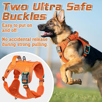 rabbitgoo Tactical Dog Harness for Large Dogs, No Pull Military Service Vest with Handle & Molle, Easy Control for Training Walking, Adjustable Reflective Straps, Orange, L