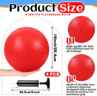 Hiboom kickball set with four 10 inch red balls, rubber bases and air pump - view 9