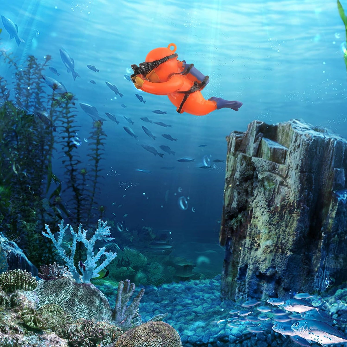 onesimcr Floating Fish Tank Decorations, Aquarium Decorations - Orange - image 2