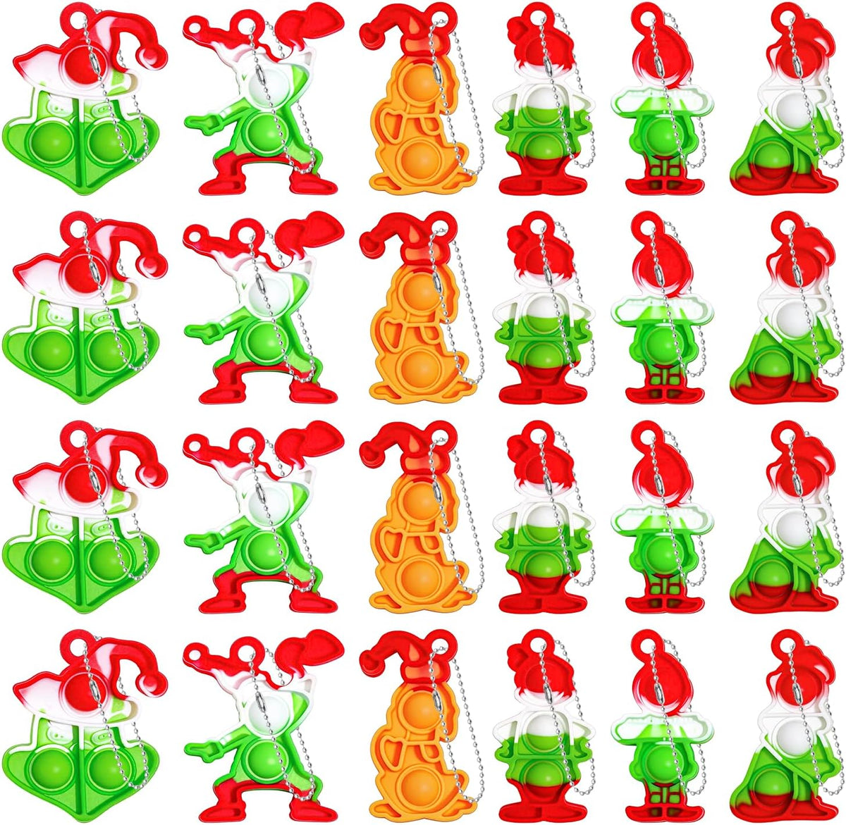 30Pcs Halloween Mini Pop Keychain Fidget Toy - C: Christmas 24