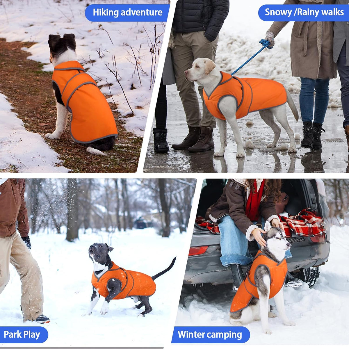 MIGOHI Warm Dog Coat Waterproof Winter Dog Jacket, M - Orange / Small - image 4