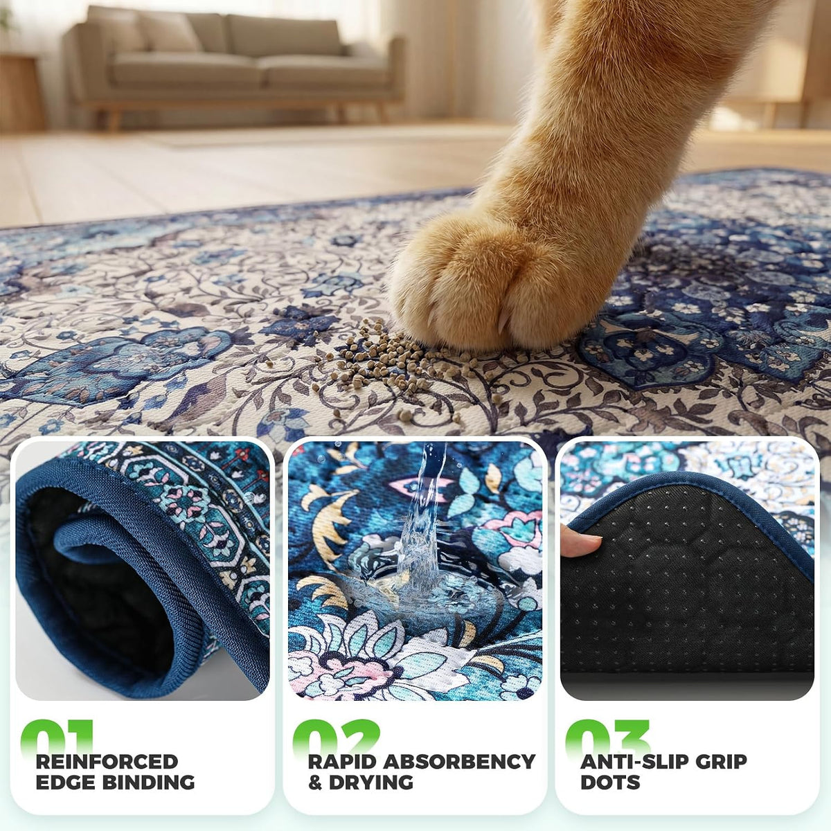 Hompet Cat Litter Mat 2 Pack - 28.5x60 Inch (Pack of 2) / Turquoise - image 3