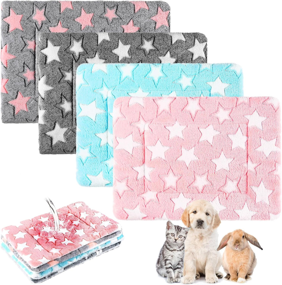 Haull 4 Pcs Waterproof Guinea Pig Bedding Mat, 13 x 10 - Cute Star / 13 x 18.5 Inch