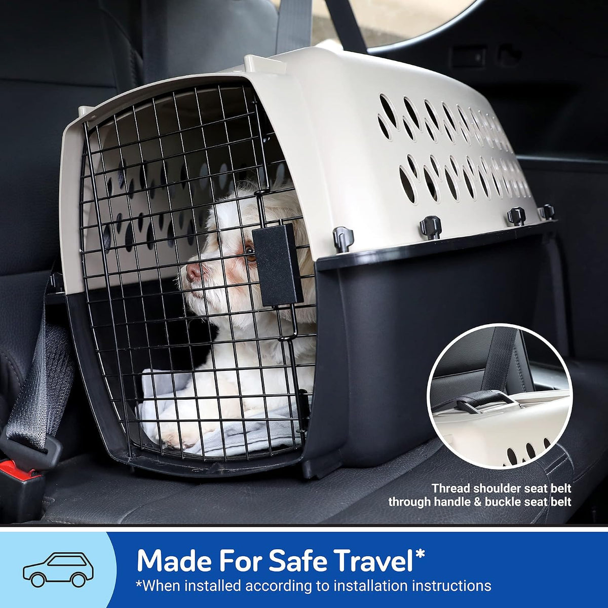 Petmate Vari Dog Kennel, Carrier for Large Dogs, Taupe and Black - 28.0"L x 20.5"W x 21.5"H / Kennel Only - image 3