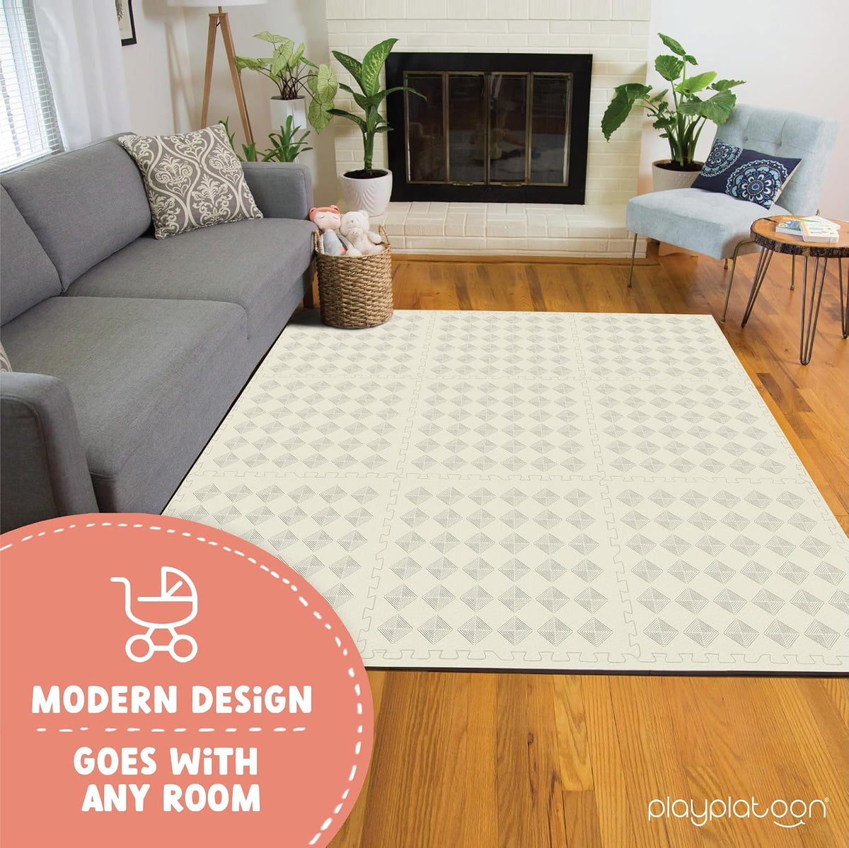 Play Platoon Kids Play Mat, 9 Tile 72x72 Inch - 72"L x 72"W x 0.6"Th / Hand Drawn Tile - image 3