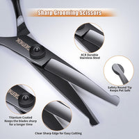 Dog Grooming Scissors with Safety Round Tips Stainless Steel – Essentials for Dogs - Black 6 in 1 - image 4