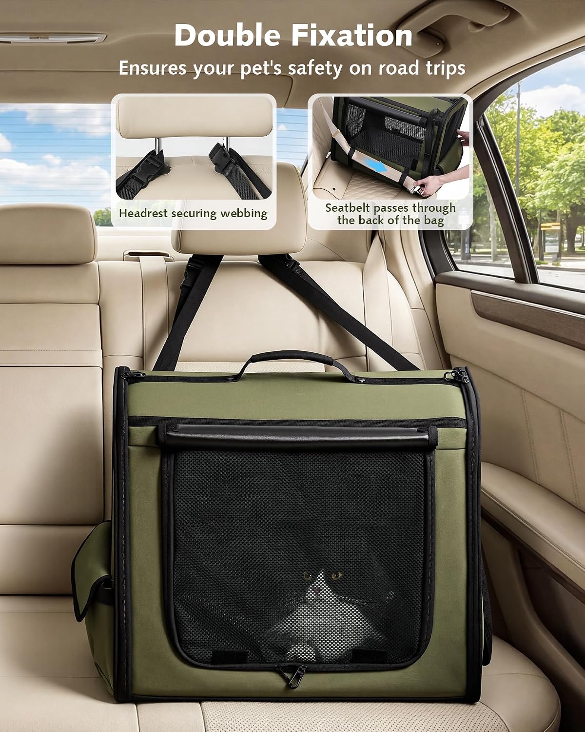 Dog Car Carrier Light Weight 24×17.7×20.5in - Green / 19.7"L x 14.8"W x 16.9"H - image 3
