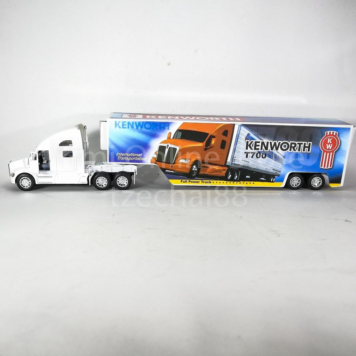 KiNSMART Kenworth T700 Container Truck, 1:68 Scale - White With Decals - image 2