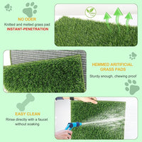 MEEXPAWS Dog Grass Pad With Tray/Foldable Liner Base Large, Litter Box Artificial Pee Pad for Indoor Potty, Odor Free Instant-Penetration Hemmed Edge, 2 PCS Reusable