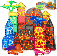 Magnetic Tiles Lava Dinosaur Toys Magnetic Blocks Building Set