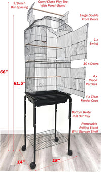 Large Open/Close Top Bird Cage Side Breeding Nest Box Doors Easy - image 2