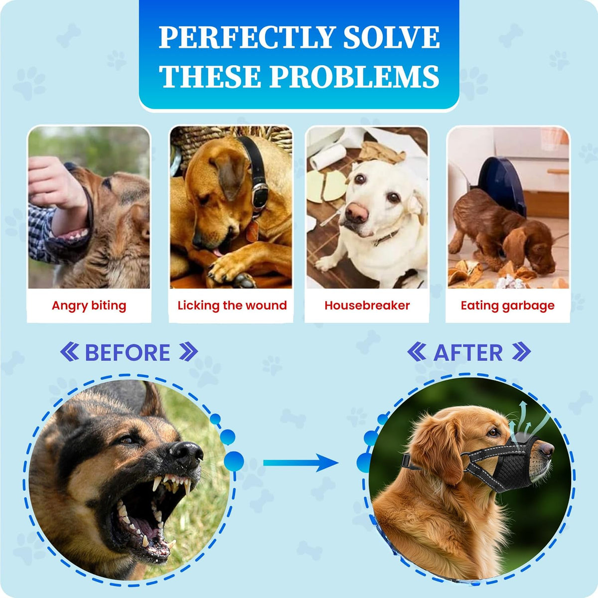 Dog Muzzle for Large Dogs, Air Mesh Muzzle for Large Sized Dog - Large-XL / Soft Mesh - image 4