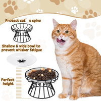 4 Sets Elevated Cat Bowls Ceramic Raised Cat Food Bowls with Metal - Black / Paw - image 4
