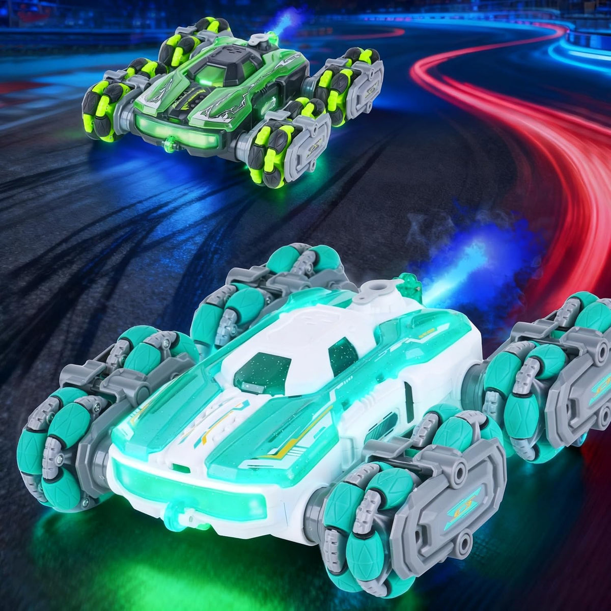 NEXBOX Cool 8 Wheels Hand Controlled rc Stunt Car Toys - Sky Blue - image 2