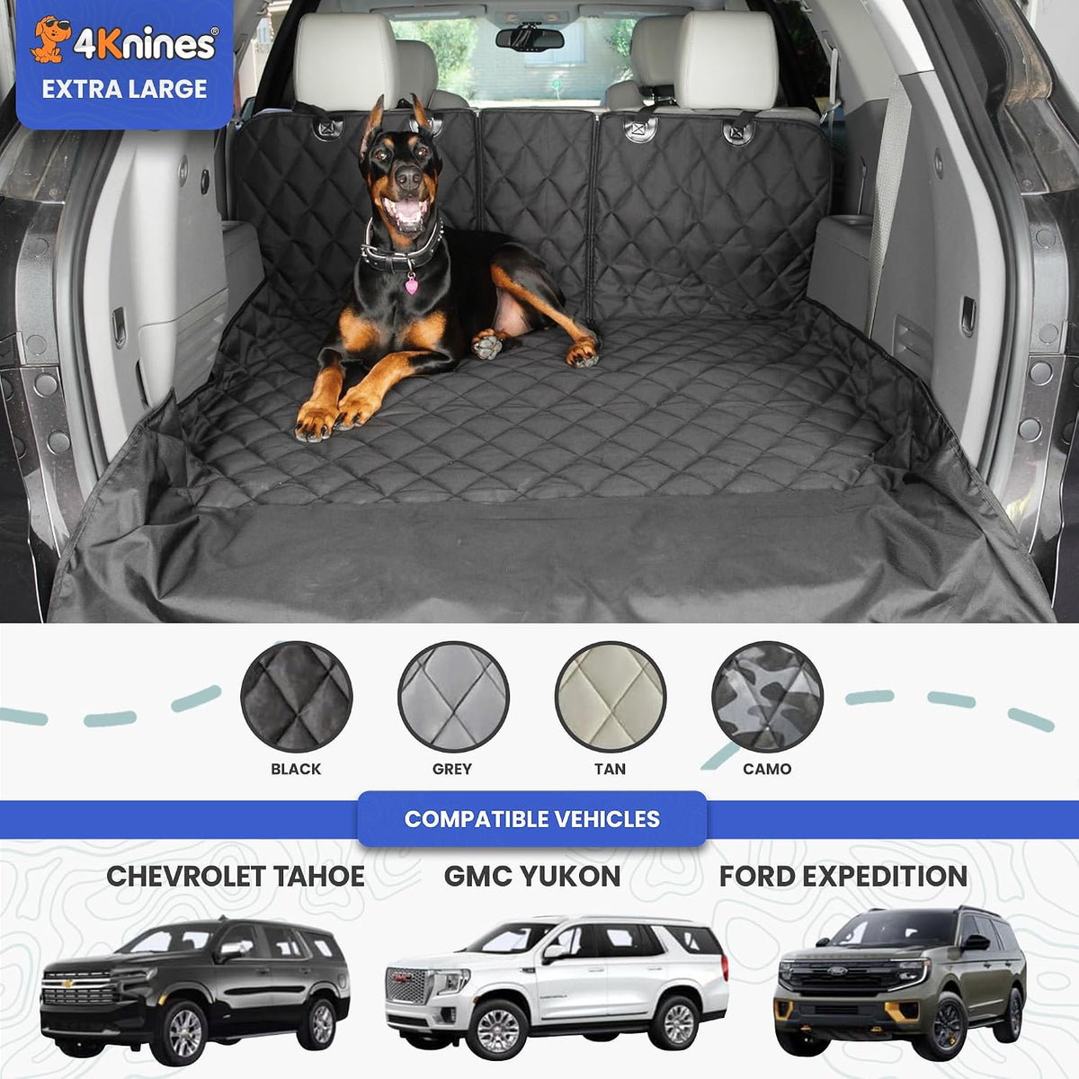4Knines SUV Cargo Liner for Dogs, Fold Down Seats, Black Large – Essentials for Dogs - Black / Extra Large - image 2