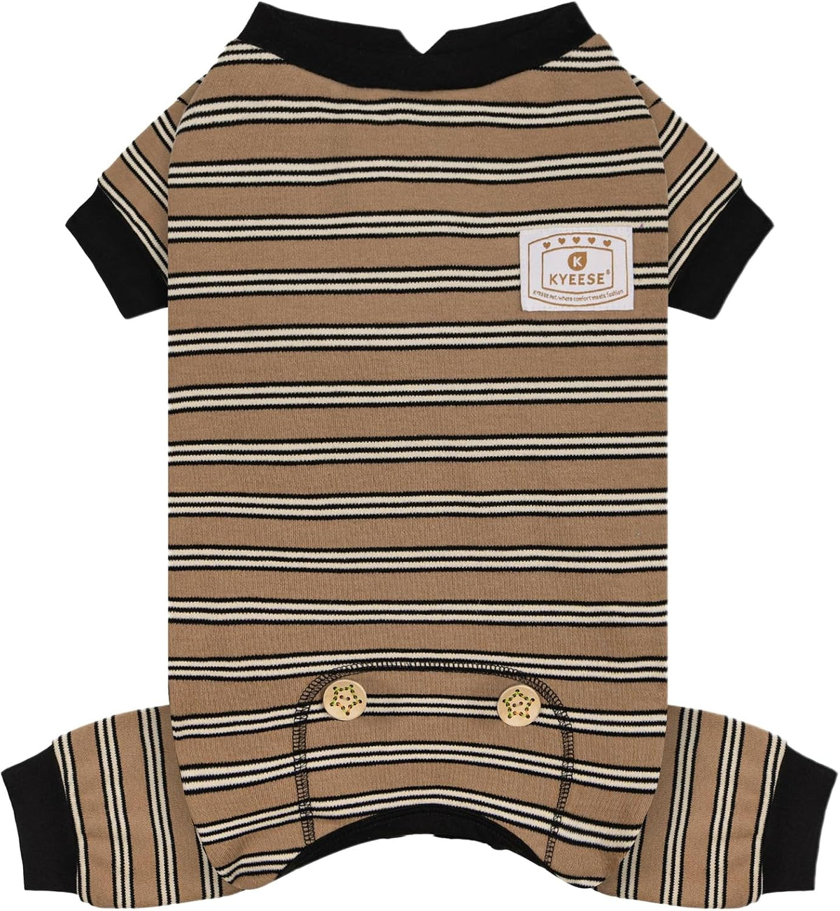 KYEESE Striped Dog Pajamas for Small Dogs Stretchy Onesie for Daily - 05# Brown Stripe / Medium (11-15lbs)