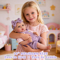 EKOKIZ blue reborn baby doll dress set with hairband and shoes for 17 to 20 inch dolls - view 32