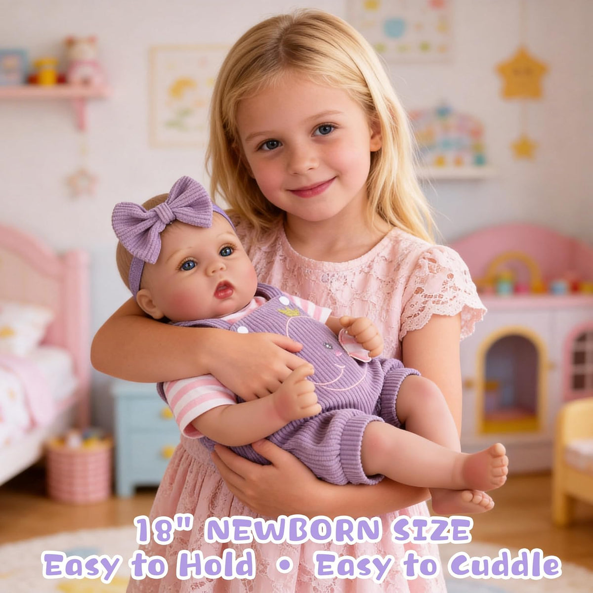 EKOKIZ blue reborn baby doll dress set with hairband and shoes for 17 to 20 inch dolls - view 32