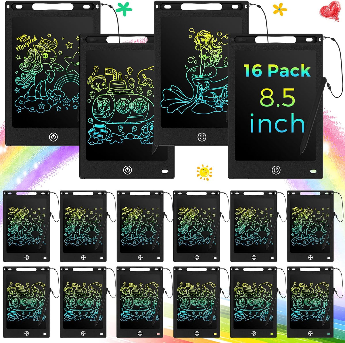 Epakh 16 pack of 8.5 inch LCD writing tablets for kids in blue, green, pink and red - view 3