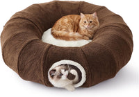 Cat Tunnel Bed for Indoor Cats - Brown / Standard