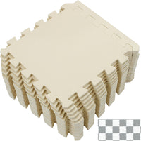 Yostrong 18 Tiles Interlocking Puzzle Foam Baby Play Mat - 18 Tiles (With Straight Edge) / Beige