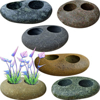Natural River Stone Plant Weights for Aquarium - Small 0.8″ 2holes 6pcs