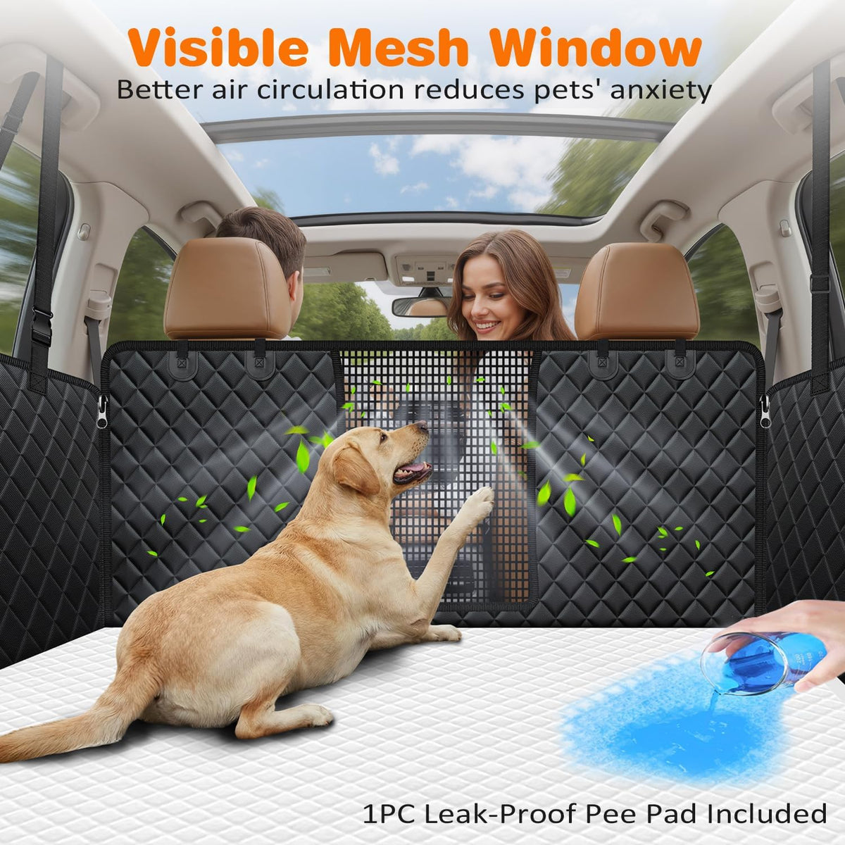 URPOWER Dog Car Seat Cover for Back Seat - Jet Black / XL - 60" Length - image 2