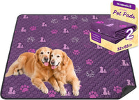 Washable Pee Pads for Dogs, Waterproof - Purple / 32"x63" (Pack of 2)
