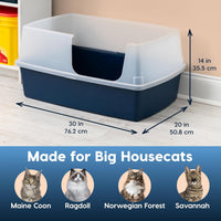IRIS USA XX-Large High Sided Cat Litter Box, Scatter Shield - XXL Side Entry / Navy - image 3